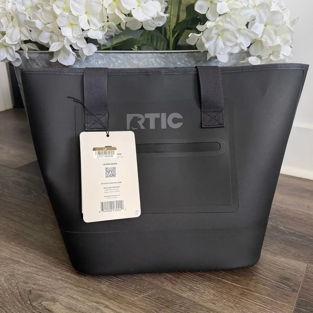 RTIC Ultra-Tough Waterproof Tote Bag Black TPU Beach Camping Boat 19”